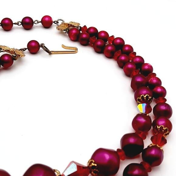 Vintage Arthur Pepper (ART) Purple Beads Red Crystal Necklace - Picture 13 of 14